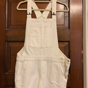 BDG Cream Denim Overalls